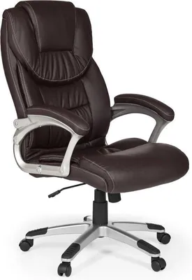 Produktbild von Famanu Bürostuhl - Ergonomisch mit Kopfstütze - Braunes Kunstleder - Hohe Rückenlehne