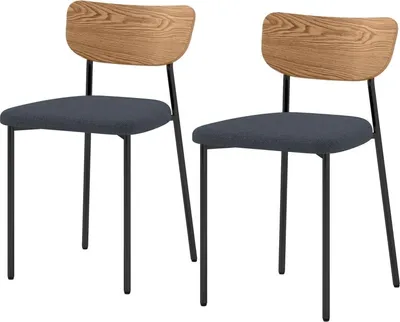 Produktbild von Fortuna Lai Esszimmerstühle 2er-Set Küchenstuhl mit Rückenlehne, Leinenoptik, Stühle ohne Armlehne, Polsterstuhl mit Stahlbeine, Wohnzimmerstuhl für Esstisch, Grau