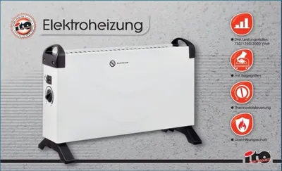 Produktbild von Leistungsstarke 2000 Watt Elektroheizung mit 3 Heizstufen und regelbarem Thermostat