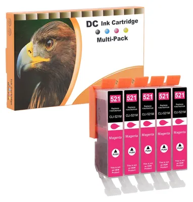 Image de Cartouches d'encre magenta compatibles D&C 5X, compatibles avec les modèles Canon CLI-521 M, pour les séries Canon Pixma MP640, MP980, MP990, MX860, MX870, IP3600, IP4600, IP4600X, IP4700, MP540, MP550, MP560, MP620
