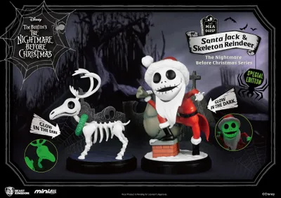 Produktbild von Nightmare Before Christmas Santa Jack & Skeleton Reindeer Mini Egg Attack Figuren  8 cm