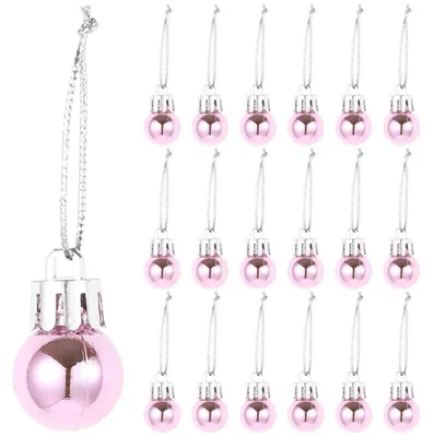 Produktbild von Mini Weihnachtskugeln 24 Stück Rosa Kunststoff 2x2cm Weihnachtsbaumschmuck Festliche Deko
