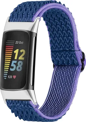 Productafbeelding van imoshion Elastisch nylonbandje voor de Fitbit Charge 5 - Donkerblauw