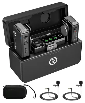 Image de Microphone cravate sans fil avec 2 microphones externes - Portée de 250 mètres - Idéal pour les vlogs et les interviews
