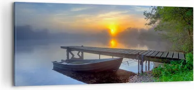 Produktbild von Bild auf Leinwand - Leinwandbild - Landschaft Meer Sommer Sonne - 100x40cm - Wand Bild - Wanddeko - Leinwanddruck - Bilder - Kunstdruck - Wanddekoration - Leinwand bilder - Wandkunst - AB100x40-2226