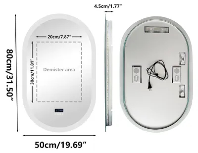 Obrázok produktu pre Oválne LED zrkadlo do kúpeľne - LED zrkadlo - zrkadlo na líčenie - Bluetooth zrkadlo - zrkadlo s funkciou proti zamlievaniu