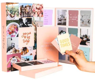 Vision Board Kit mit 150 Bildern und Zitaten, 20 Blankokarten