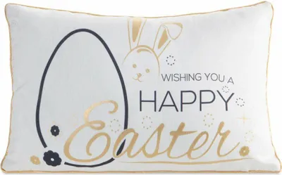Zdjęcie produktu dla EUROFIRANY | Poszewki na poduszki - WIOSNA48 - 30x50 cm - Poduszka dekoracyjna z królikiem i pisanką - Elegancki akcent świąteczny