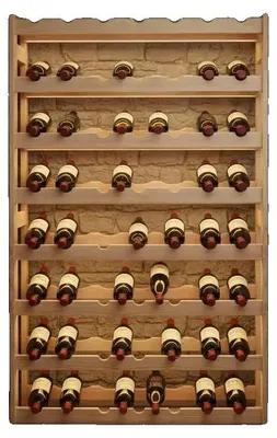 Produktbild von Weinregal, Kiefernholzkonstruktion, fasst 56 Flaschen, Beige