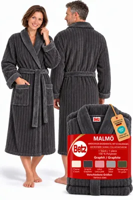 Produktbild von Betz Bademantel Microfaser mit Schalkragen - MALMÖ - für Herren und Damen Größe L/XL Farbe: graphit