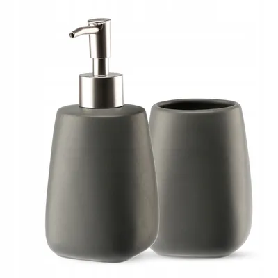 Produktbild von KADAX 2-teiliges Badezimmer Set aus Keramik, Badaccessoires, Badzubehör, Seifenspender
