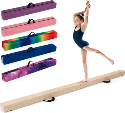 Produktbild von GOPLUS Schwebebalken 270 cm, klappbarer Gymnastikbalken mit Holzuntergrund, rutschfester Unterseite, Turnbalken für Kinder & Jugendliche (Beige)
