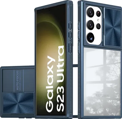 Produktbild von Galaxy S23 Ultra Hülle, TPU Bumper mit mit Schiebe Kamera Schutz Klar Schutzhülle für Samsung Galaxy S23 Ultra Blau