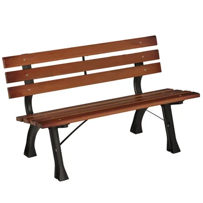 Produktbild von Outsunny Gartenbank 2-Sitzer, Sitzbank, Parkbank mit Rückenlehne, Friesenbank, Holzbank für Garten, Balkon, max. 240 kg, Kaffee, 120 x 57 x 70 cm