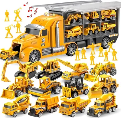 Image de JOYIN Ensemble de jouets 25-en-1 Véhicules de chantier avec son et lumière