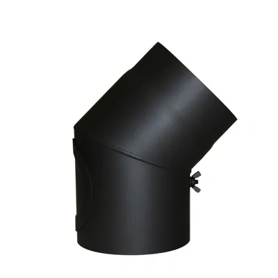 Produktbild von Bogen 45° Senotherm schwarz 2mm mit Tür 120mm