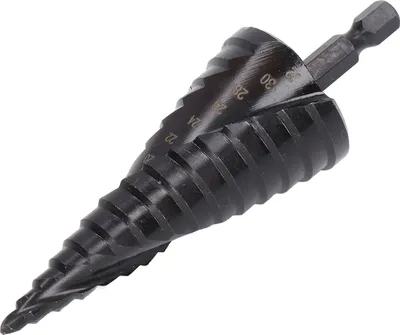 Zdjęcie produktu dla Wiertło stopniowe, wiertło stopniowe HSS, wiertło stopniowe, wiertło stopniowe z rowkiem spiralnym, wiertło Pagoda, wiertło stopniowe z trzpieniem sześciokątnym, rozwiertak do otworów