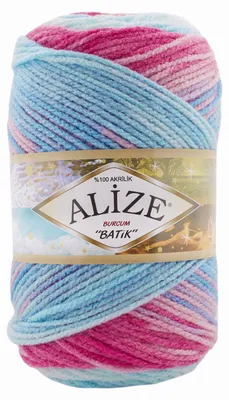 100g Strickgarn ALIZE BURCUM Batik, 100% Polyacryl, 2162 weiß-blau-rosa-pink