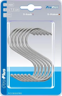 Obrázok produktu pre S háčik Ø4mm 6,5x7,5cm 6 kusov v blistri