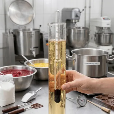 Produktbild von Set Glasthermometer und Zuckerprober aus Glas Baumé 0–50° Bé Zuckerwaage Zuckerspindel Saccharometer Bestimmung Zuckerdichte Zuckerlösungen