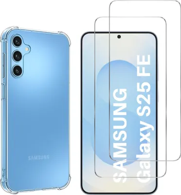 Produktbild von Stoßfeste Hülle für Samsung Galaxy S25 FE und 2 Displayschutzfolien aus gehärtetem Glas Phonillico®