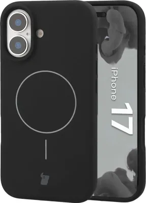Produktbild von Silikon Handyhülle mit Magnetring für iPhone 17, Bizon Soft Case Magnetic, Schwarz