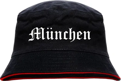Produktbild von München Anglerhut - Altdeutsche Schrift - Schwarz-Roter Fischerhut L/XL SchwarzRot