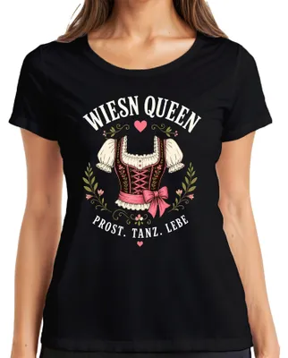 Immagine prodotto di Wiesn Queen, abito tradizionale da donna, camicia da donna, "Dirndl", sostitutiva, camicia tradizionale, pantaloni in pelle, maglietta da donna, nera, taglia S