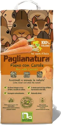 Productafbeelding van Paglianatura Naturheu met wortel, 1300 g – Voer met veel vezels en een heerlijke smaak, geschikt voor konijnen, knaagdieren en andere kleine huisdieren