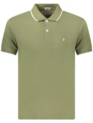 Produktbild von Grünes Herren Kurzarm-Poloshirt mit Kontrastdetails und Stickerei
