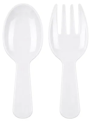 Produktbild von Weißes Salatbesteck aus Melamin, 27 x 9,5 x 1 cm