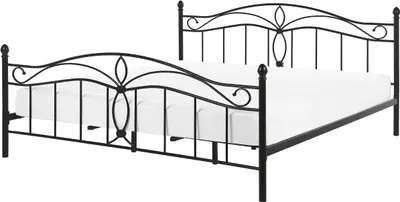 Obrázek produktu pro BELIANI Postel černá kovová 140 x 200 cm lamelový rošt ozdobné čelo romantický klasiký styl ložnice