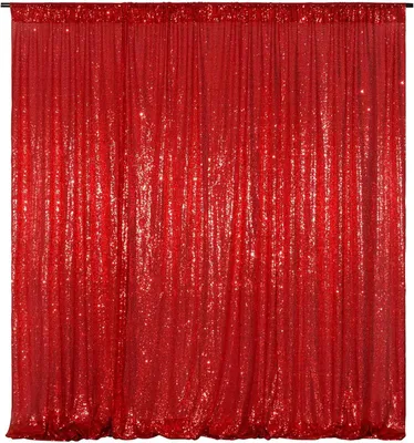 Produktbild von Pailletten Vorhang 120x210cm - Roter Hintergrund - Hochzeit/Party - Hochwertiger Leinen - Schillernde Effekte - Dichte Pailletten - Hintergrundstoff