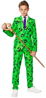 Produktbild von Boys The Riddler - Kostüm Anzug Karneval Halloween Kindergröße: 122-134