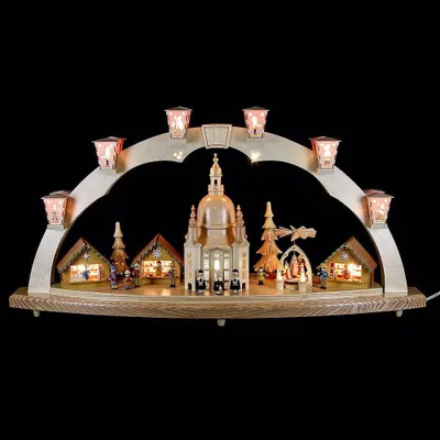 Obrázek produktu pro Svíčkový oblouk Frauenkirche Dresden s pyramidou a elektrickým osvětlením VxŠ= 40x80cm NOVINKA