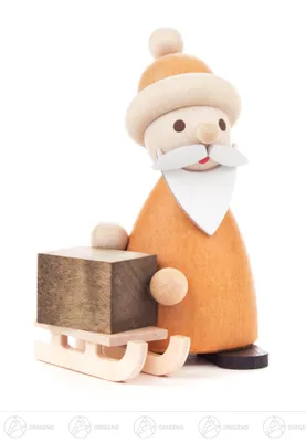 Produktbild von Weihnachtliche Miniatur Ruprecht mit Schlitten natur  Höhe ca 7,5 cm NEU