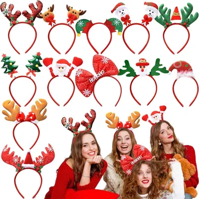 Productafbeelding van Solidchoice - Set van 12 Kerst Hoofdbanden voor Kinderen en Volwassenen