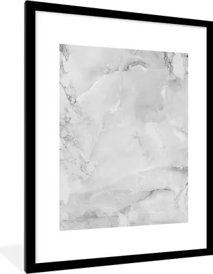 Produktbild von MuchoWow® Gerahmtes Poster Marmor - Stein - Weiß - Grau - Marmoroptik 60x80 cm - Poster mit Schwarzem Bilderrahmen Wandposter Rahmen Foto Bilder - Wohnzimmer - Dekorationen - Prämie