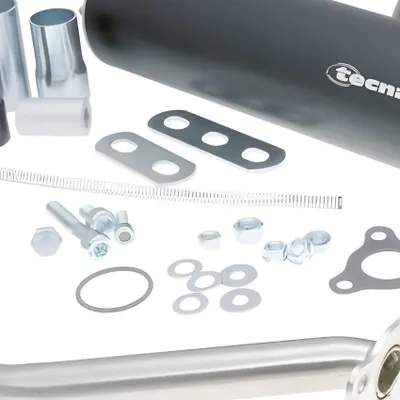 Produktbild von Auspuff Tecnigas E-NOX schwarz eloxiert mit ABE für Rieju MRX 50, Rieju RR 50