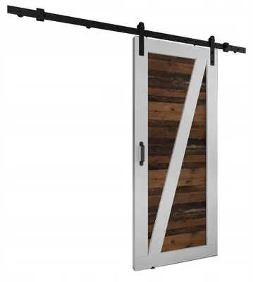 Produktbild von KierMoebel Schiebetür Komplettset LOFT ADIO 3 Weiß & Old Style 106x205x3,2 cm, Wohnzimmer Schiebetür