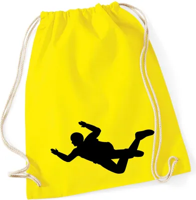 Produktbild von Huuraa Turnbeutel Skydiving Silhouette 12 Liter Yellow Baumwolle Rucksack Geschenkidee