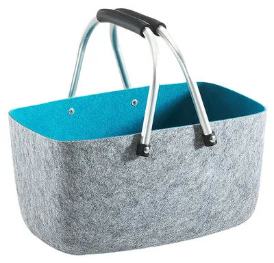 Obrázek produktu pro Kobolo plstěný košík nákupní košík - skládací rukojeť - plsť - šedomodrá - 36x22x18 cm - taška na přenášení plstěný košík dárkový koš nákupní koš mnoho barev