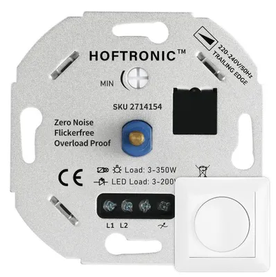 Image de HOFTRONIC - Variateur LED 3-200W Universel blanc encastré rotatif