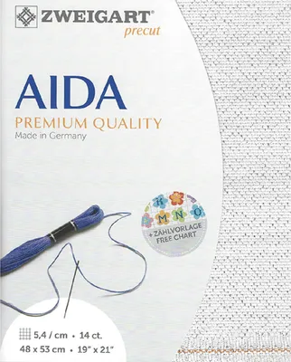 Produktbild von AIDA Zweigart Vorschnitt 14 ct. Stern Aida 3706 Farbe 17 silber gepunktet weiß, Kreuzstichstoff 48x53cm