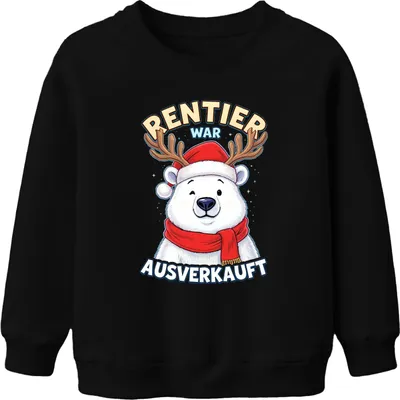 Zdjęcie produktu dla Renifer został wyprzedany Polar Bear with Antlers Christmas Funny Uni Bluza dziecięca, czarny, 152