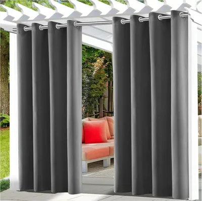 Image de Rideau imperméable gris, dimensions 54 x 84 pouces, idéal pour terrasse, protège du soleil
