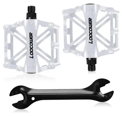 Immagine prodotto di Pedali per bicicletta in lega di alluminio, antiscivolo, per mountain bike, misura 9/16 pollici, colore bianco, coppia