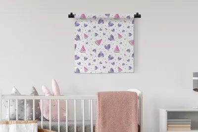 Produktbild von MuchoWow® Wandteppich Wandbehang Weintrauben - Wassermelone - Design - Pastell 60x60 cm Tapisserie Dekoration Wandtuch - Dekorationen - Wand Decke
