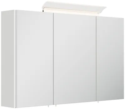 Produktbild von Spiegelschrank 120cm inkl. Design LED-Lampe und Glasböden weiss hochglanz