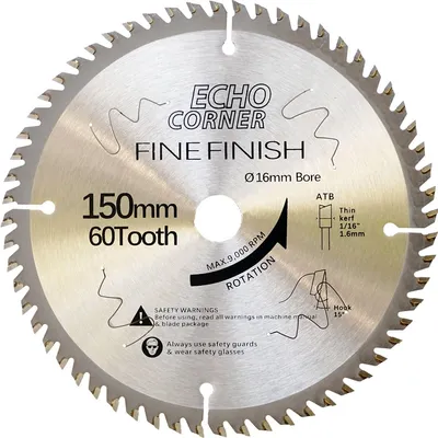 Immagine prodotto di Disco circolare da 150 mm, 60 denti, diametro 150 x 16 mm, per legno